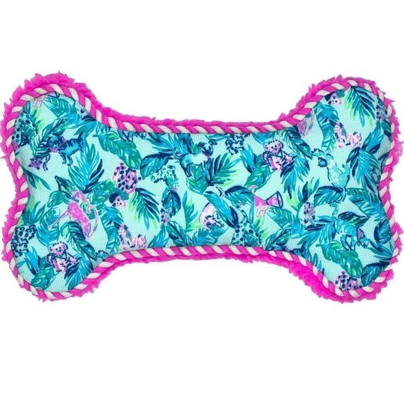 🌸HP 🌸Lilly Pulitzer Blue Plush Dog Toy in Barking Up the Palm Tree! - Picture 2 of 7